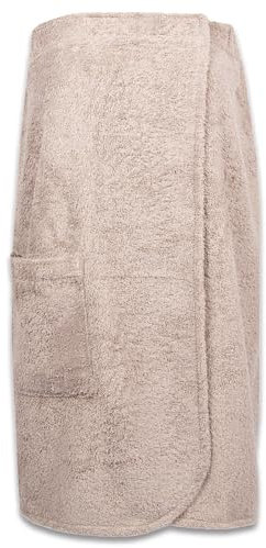 ZOLLNER Damensaunakilt in braun - hautfreundlich und saugstark - Baumwolle - mit Gummizug und Klettverschluss - Größe L/XL - waschbar bis 60°C - Oeko Tex® zertifiziert