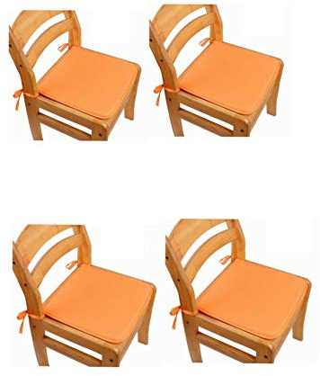 Lot de 4 coussins de siège antidérapants à nouer pour jardin, terrasse, cuisine, salle à manger, 40 cm (orange)