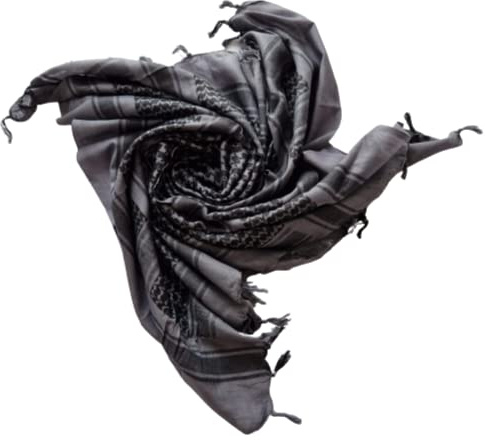 MILSPEC SURPLUS Hand Made Shemagh Scarf Cotton Arab Head Cover Desert Palestinian Keffiyeh Tactical Army Scarf (Grey/Black)
