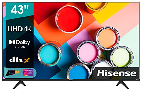 Hisense 43 UHD 4K 2022 43A6FG, Smart TV VIDAA 5.0, HDR Dolby Vision, Controlli vocali Alexa / Google Assistant, Tuner DVB-T2/S2 HEVC 10, lativù 4K
