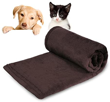 MERCURY TEXTIL- Manta para Perros, Gatos y Mascotas de Terciopelo Suave y Resistente 75x100cm. (1, Marrón, 75x100cm)