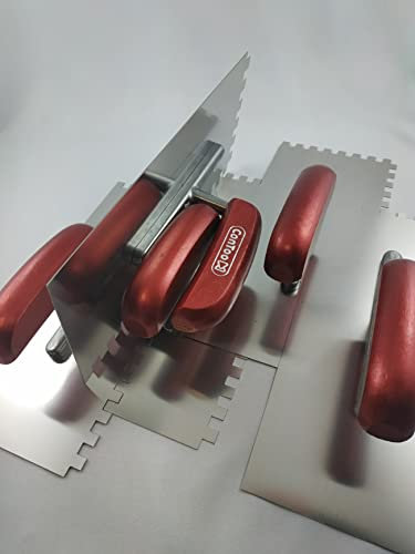 Zahnspachtel Set 5 Stück Zahnkelle Maurerkelle Holzgriff Edelstahl 280x130 Zahn 8x8mm Contoo CT029