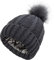 TOEECY Bommelmütze Mütze Damen Winter Warme Beanie Satin Gefüttert Weiche Strickmütze Schützen Frisur Wintermütze Mit Kunstpelz Bommel für Frauen (Dunkelgrau)