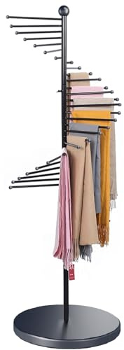 XIMSPHY Schalhalter für Schals Krawatten, Schalaufhänger Freistehend, Metall Hängeorganizer, Hängeaufbewahrung für Schals Krawatten Gürtel, 2 Farben (Schwarz, 42cmx170cm/17 x67)