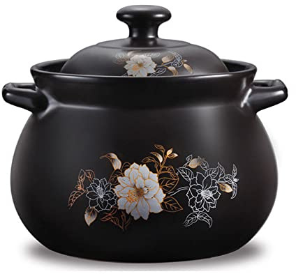 Pentola Di Terracotta Per Cucinare, Pentola Di Pietra Giapponese Con Coperchio, Casseruola in Ceramica Hot Pot Bibimbap E Zuppa, Pentola Di Zuppa Di Argilla Per 6-7 Persone,2.8L