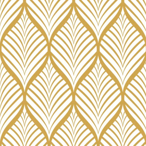 FENTIS Oro Striscia Carta da Parati Autoadesiva Carta a Contatto Plastica Adesiva Film Vinilico Stile Moderno Rimovibile Impermeabile Adesivo Murale Rotolo per Cucina Bagno 44,5x1000cm