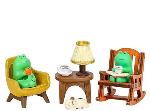 Cute Frog Statue - Miniature Frog Garden Statue, Frog Resin Statue Decor | minii Cute Frog Sitting Statue, Waterproof Rocking Chair Frog Statue, Decorative Frog Statue, Garden Decor For Rockery
