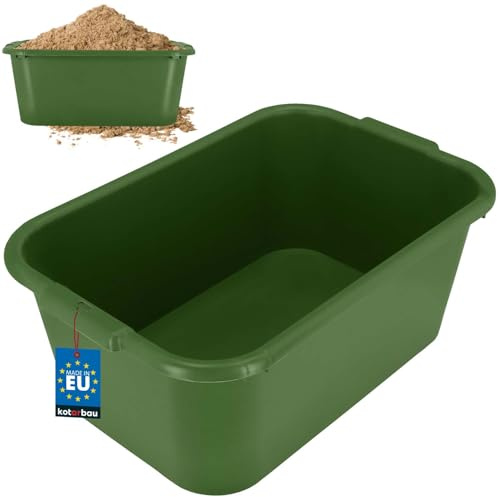 KOTARBAU® Secchio per malta rettangolare, 45 l, in plastica, verde, contenitore per malta, secchio da costruzione, secchio da costruzione, secchio per malta rettangolare, vaso da muratore