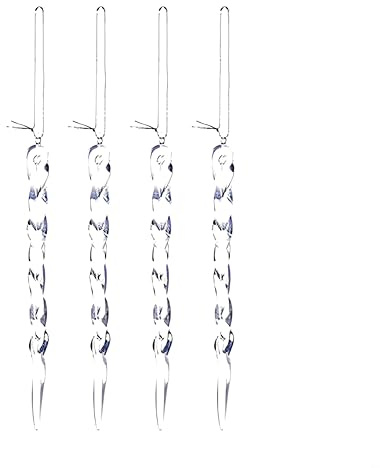 Yuanpgky Juego de 24 adornos de carámbanos de invierno para decoración de árbol de Navidad, decoraciones colgantes de acrílico de 13 x 1 cm con cordón, para el hogar y el jardín