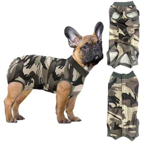 Combinaison chirurgicale pour body chien, body pour chien après stérilisation, combinaison de convalescence pour chien,protection contre les allergies et les plaies (Camouflage, L)