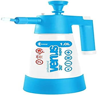 Kwazar 20010025 Venus Super Pro plus 360 Grad Viton Pumpsprüher 1 L - Drucksprüher mit Viton Dichtung für Professionellen Einsatz, weiß/blau, 12,5 x 12,5 x 28,5 cm