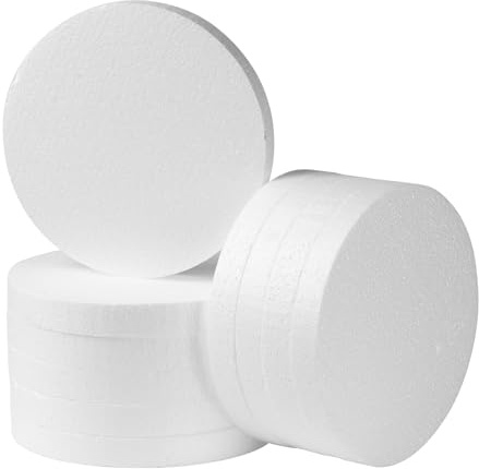 6 Inch 10-Pack Foam Circles for Crafts (1 Thick), Polystyrene Round Foam Disc for DIY Projects, Cakes and Decorations, Sculpture, Modeling, Arts and Crafts Supplies.(White)