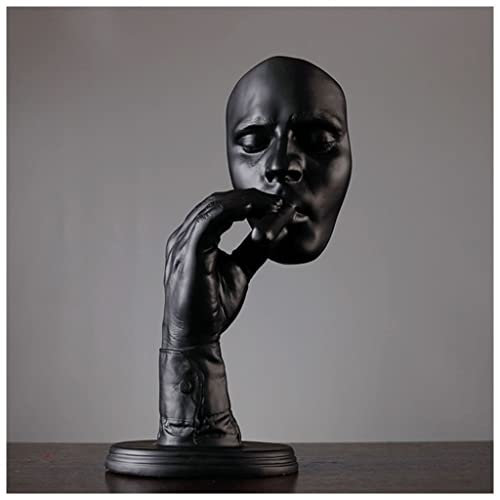 Abstract Sculptures Home Decor For Shelves, Bust Statue Black, Man Smoking Cigar Creative Face Statue Character Resin Handmade Carving Figurine Decorations For Living Room Table ( Color : Black )