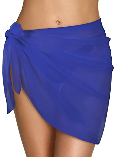 Xnova strand wrap sarong dam, chiffong täckande omlottkjolar, kort bikini kjol skydd, strandhandduk strandklänning handdukar omlottkjol baddräkt sexig för semester sommar, 1 st. blå, En Storlek