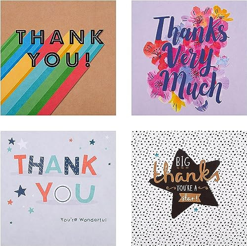 Hallmark Tarjetas de agradecimiento – Multipack de 20 en 4 divertidos diseños