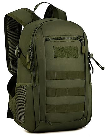 HUNTVP 10L Tactical Backpack Small Backpack Mini Daypack Military MOLLE Rucksack Gear Tactical Assault Pack Bag for Hunting Camping Trekking (10L-Army Green)