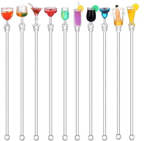 JOCXZI Bastoncini per Cocktail,23cm Agitatori Cocktail Stirrer,Drink Agitazione,Bastoncino Mescolare Cocktail in Acrilico, Sticks Plastica Cocktail Swizzle Stirrer,10 Pezzi