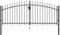 Homgoday Fence Gate Double Door with Spike Top Steel 3x1.25 m Black, Garden Gate Driveway Fence, Outdoor Garden Yard Patio Entrance Way Door Security Barrier