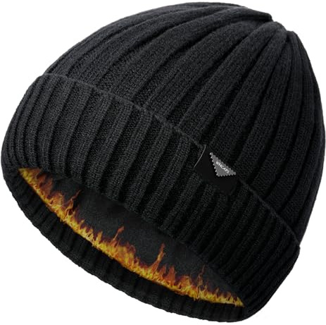Wmcaps Winter Beanie Knitted Hats for Men Women, Fleece Lined Beanie Warm Stocking Cap Soft Warm Ski Hats Unisex (Black)
