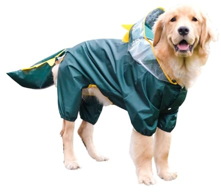 Giacca impermeabile per cani di taglia grande, copertura completa, con cappuccio, a forma di animale, per cani di taglia media e grande, 7XL (dinosauro)