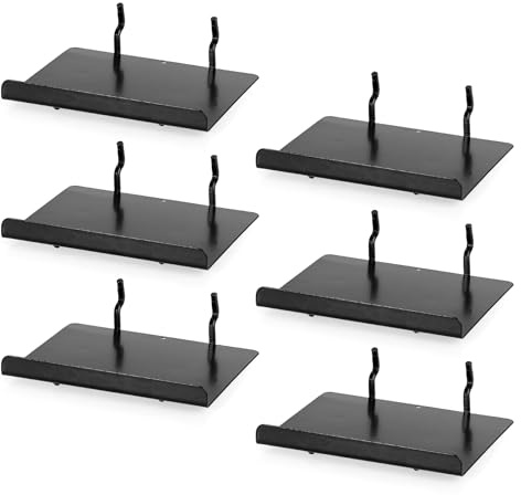 IGNPION 6 Pcs Metal Pegboard Accessories Shelves, Wall Organiser Pegboard Storage Shelf -15X12.4cm, Holder Shelf for Wall pegboard System Crafts, Ornaments Display Shelf for Show, Retail, Home, Office