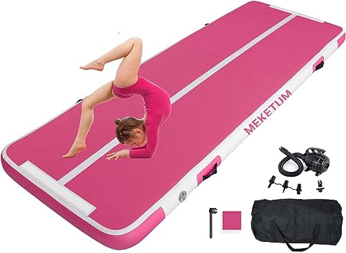 MEKETUM Air Track Tappetino Ginnastica Artistica 2 3 4 5 6 Metri 10/20CM Spessore Materasso Ginnastica da Casa/Yoga/Formazione/Cheerleading/Divertimento Acqua con Pompa (Rose, 300 * 100 * 15cm)