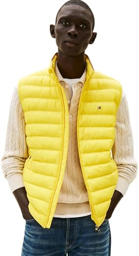Tommy Hilfiger Chaleco reciclado plegable para hombre, MW0MW37677, amarillo, L, AMARILLO (Morningside Yellow), L