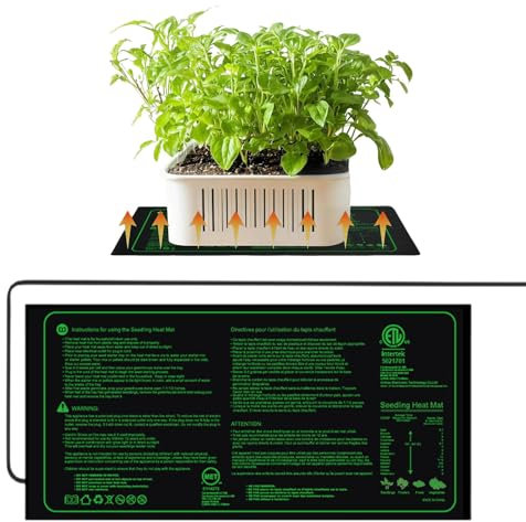 Sghtil Tappetino riscaldante per piantine, 50 x 25 cm, riutilizzabile, per interni ed esterni, fiori e serre