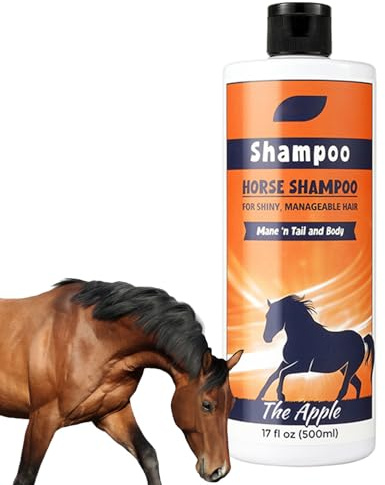 Champú para caballos: cuidado para crines y colas, desenredante, 500 ml, limpiador nutritivo, fórmula suavizante y repelente de la suciedad para una crin , brillante, cuidado diario y regular