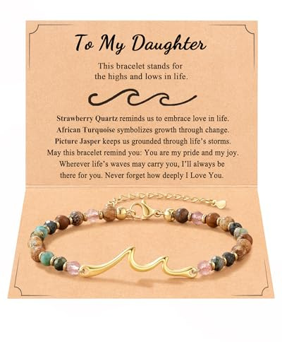 Tarsus Daughter Gifts from Mom, Daughters Bracelet Wave Jewelry Birthday Christmas Mothers Valentine’s Day for Adults Daughter Teens