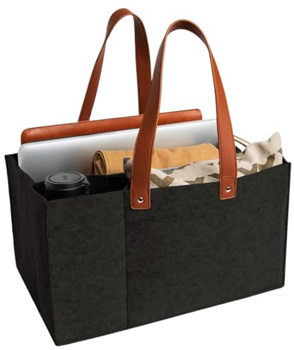 Filtväska, vikbar filt livsmedelskasse med handtag och flera fack återanvändbara och bärbara shoppingväskor för förvaring, picknick, strand tygväska för resor