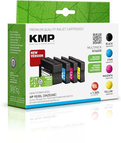 KMP Tintenpatrone passend für HP 953XL (3HZ52AE) Multipack mit neuem KMP Hybrid-Chip - H166VX - für Officejet Pro 7720 7730 7740 8210 8218 871... etc.