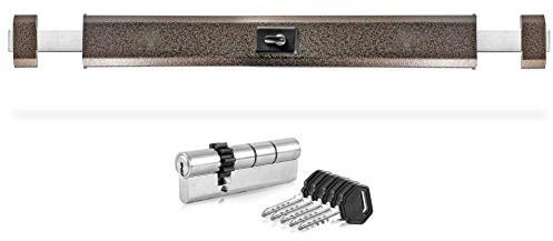 Ckey Panzerriegel Querriegel Panzerriegelschloss Türsicherheit Schließzylinder (Braun, 850 mm)