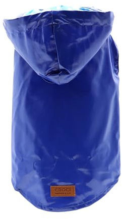 Croci Raindrop Blue - Impermeabile per cani taglia piccola e media, cappotto antivento, giubbotto con cappuccio e foro per guinzaglio, colore Blu, taglia 25 cm