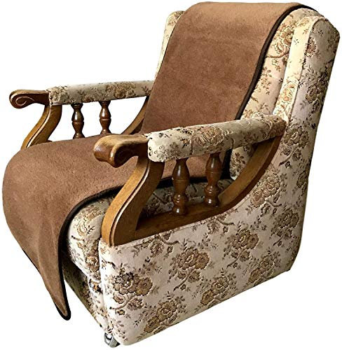 Alpenwolle Sesselschoner Anti-Rutsch 100% Wolle, 50 x 200 cm Dunkelbraun Kamel Wolle