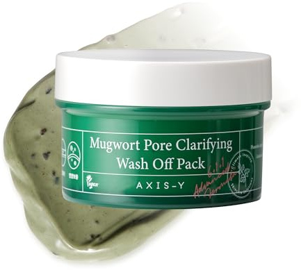 AXIS-Y Mugwort Pore Clarifying Wash off Pack Face Mask Exfoliator Targets Clogged Pores, Whitehead & Blackhead Remover Vegan Korean Skin Care Glass Skin Clay Mask 3.38 Fl. Oz.