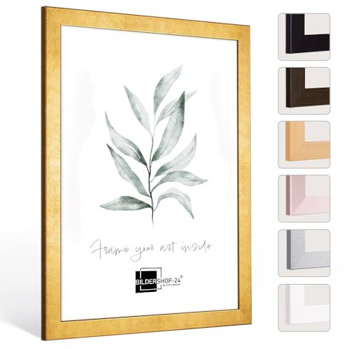 Bildershop-24 Bilderrahmen Monza 11x14 (Zoll/inch) | ca. 28x35,6cm Blattgold Fotorahmen, Wechselrahmen, Posterrahmen, Puzzlerahmen