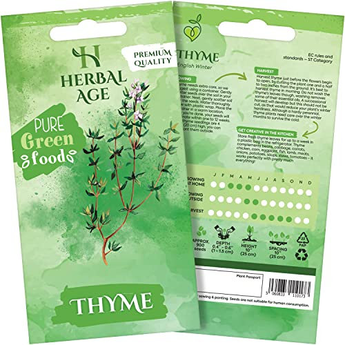 HERBAL AGE Thyme Seeds Plants, Grow Your Own Herb Garden Kit, ~900 Seed Box, Salad Herbs for Planting UK, Veg Plant Gardening Gift for Men, Women, Kids, Seeds to Plant Outdoor & Indoor