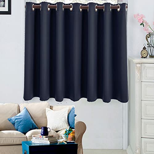 A.Monamour Tenda Corta per Finestra Piccola Tenda Oscurante Solida Blu Navy Tendina Tenda da Cucina Bistrot Caffè Mezza Tenda Mantovana Tenda a Vetro Tenda a Pannello Tenda Porta Armadio Lavandino