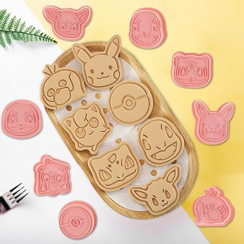 BouGPeng 16 Stück Keksausstecher Kinder Ausstecher 3D Cartoon Cookie Cutter Ausstechformen Formen Rosa Kunststoff Stempel Plätzchenformen für Kinder DIY Cookie Fondant Schokoladen Plätzchen Brot