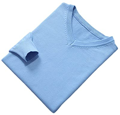 Vogrtcc Herrtröjor v-ringade långärmade pullovers enfärgade ullstickade ulltröja herr tröjor, Himmelsblått, XL