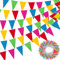 VIKY Wimpelkette Outdoor Wetterfest, 50M Beidseitig Wimpelkette Kinderzimmer, Wimpelkette Geburtstag, Wimpelkette Stoff Bunt Girlande Banner Fahne für Kinderzimmer Geburtstag Party Hochzeit Dekoration
