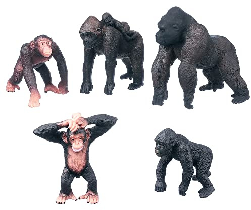 JOKFEICE Djurfigurer 5 st Verklighetstrogna schimpans Familj Action Modell Realistisk Samling vilda djur Roliga och lärorika leksaker Födelsedag Cupcake Toppers Favoriter Present för barn