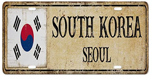 Placa de metal para coche, ciudad capital de Corea del Sur, Seúl, hogar, pared, automóvil, bar, garaje, hombre, cueva, decoración, matrículas personalizadas, bandera nacional, cubierta de aluminio