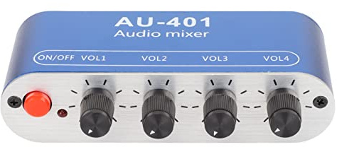 Mélangeur Stéréo o Visuel et Périphérique Bélier 4 en 1 Sortie Volume Adjuent 3.5Mm Amplificateur de Sélection de Son pour Pc Portable Heahone
