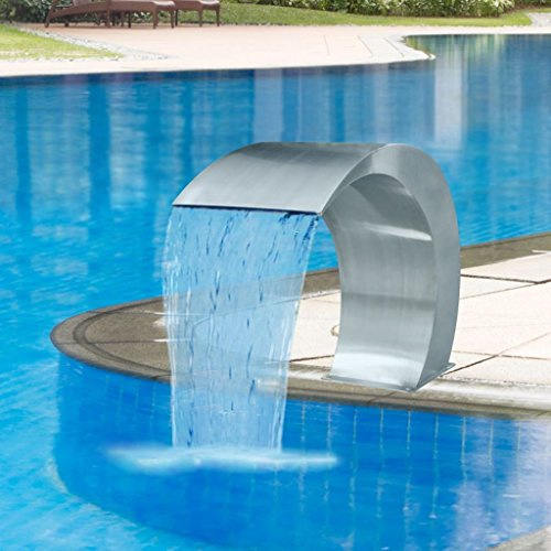 Gecheer Fontana da giardino cascata laghetto, in acciaio inossidabile 60x60x45 cm, con accessori per piscina e laghetto, facile montaggio, per giardino e spazi esterni