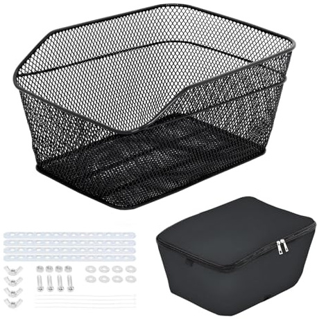 Qianly Bike Rear Basket, Bicycle Basket Large Capacity, Storage Basket Road Bike Rack Basket Cycling Bicycle Rear Cargo Rack