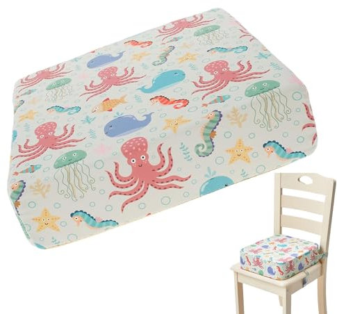Alzador Silla Para Niños Comer, Cojín Para Silla De Bebé Regulable En Altura, Extraíble Y Lavable, 2 Correas Para Sujetar, Silla Del Comedor Del Asiento Elevado, Para Niños