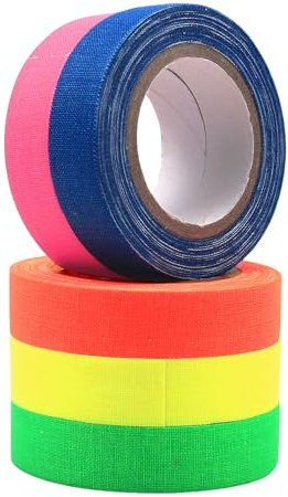 Ehuihuan Paquete De 5 Cinta Americana, Cinta Adhesiva Cinta Fluorescente, Cinta Adhesiva Tela, Cinta Aislante Colores Cinta De Tela, Adecuado Para DecoracióN De Fiestas, Cinco Colores