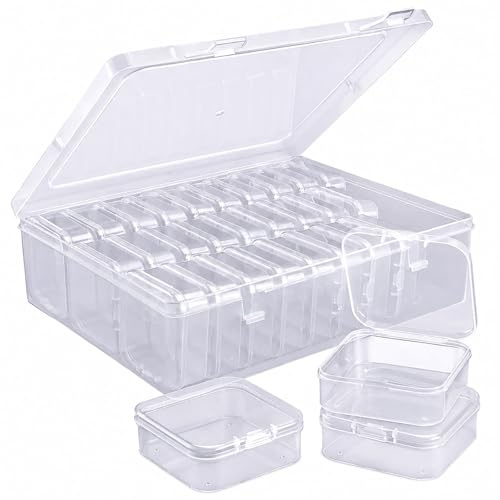 YYGMSS 30 Stück Aufbewahrungsbox mit Deckel für Kleinteile Perlen Schmuck Bastelartikel mit Etiketten kleine Organizer Schmuckaufbewahrung